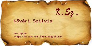 Kővári Szilvia névjegykártya